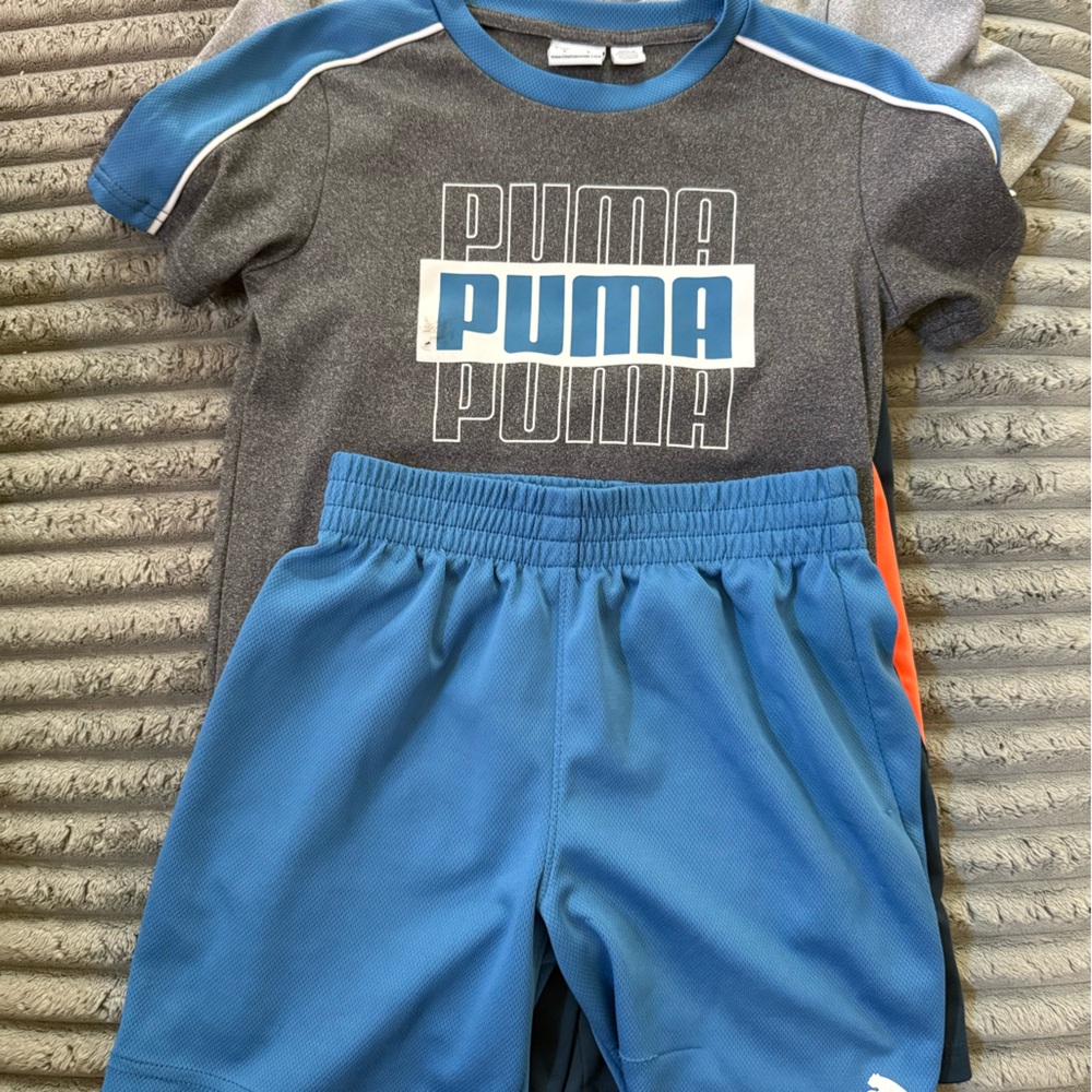 Puma Kids Blue and Gray Joggers
